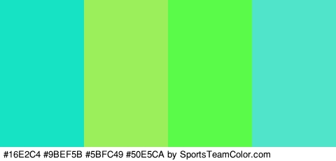 #16E2C4 #9BEF5B #5BFC49 #50E5CA Colors