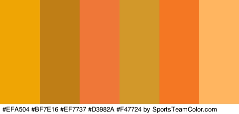 #EFA504 #BF7E16 #EF7737 #D3982A #F47724 #FFB560 Colors