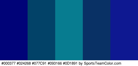 #000377 #024268 #077C91 #093166 #0D1891 Colors