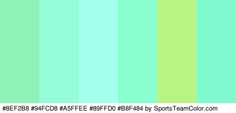 #8EF2B8 #94FCD8 #A5FFEE #89FFD0 #B8F484 #81F9CF Colors