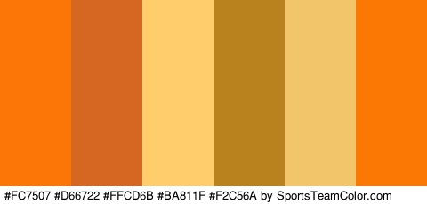 #FC7507 #D66722 #FFCD6B #BA811F #F2C56A #FC7805 Colors