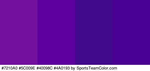 #7210A0 #5C009E #40098C #4A0193 Colors