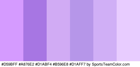 #D59BFF #A876E2 #D1ABF4 #B596E8 #D1AFF7 #E8CCFF Colors