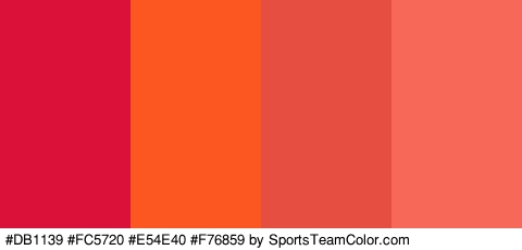 #DB1139 #FC5720 #E54E40 #F76859 Colors