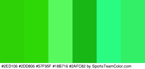 #2ED106 #2DD806 #57F95F #18B716 #2AFC82 #32EF67 Colors