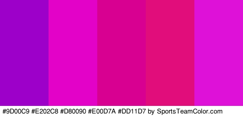 #9D00C9 #E202C8 #D80090 #E00D7A #DD11D7 Colors