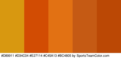 #D89911 #D34C04 #E27114 #C45A13 #BC4805 Colors