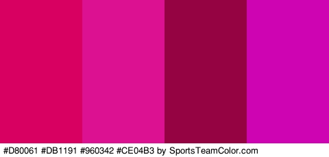 #D80061 #DB1191 #960342 #CE04B3 Colors