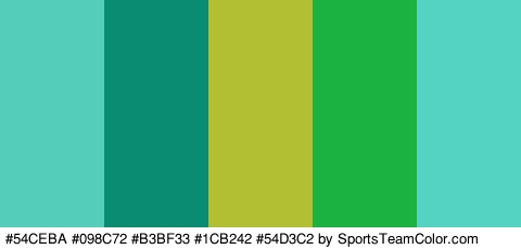 #54CEBA #098C72 #B3BF33 #1CB242 #54D3C2 Colors