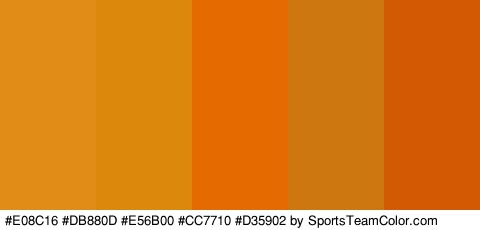 #E08C16 #DB880D #E56B00 #CC7710 #D35902 Colors