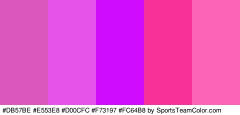 #DB57BE #E553E8 #D00CFC #F73197 #FC64B8 Colors