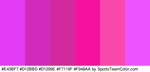 #E43BF7 #D12BBD #D1299E #F7119F #F948AA #ED54FF Colors