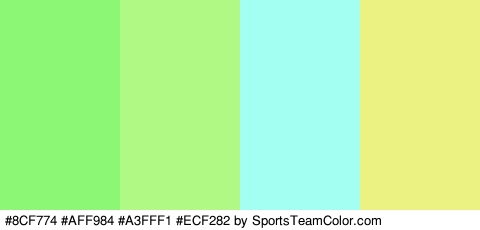 #8CF774 #AFF984 #A3FFF1 #ECF282 Colors