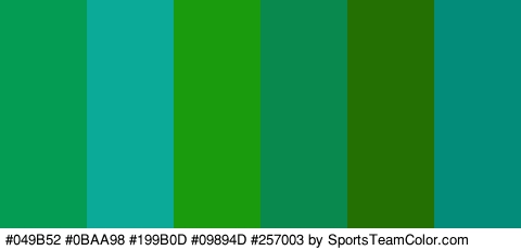 #049B52 #0BAA98 #199B0D #09894D #257003 #048C7A Colors