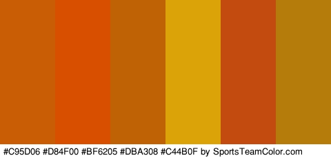 #C95D06 #D84F00 #BF6205 #DBA308 #C44B0F #B57C0C Colors