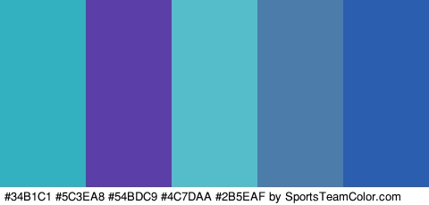 #34B1C1 #5C3EA8 #54BDC9 #4C7DAA #2B5EAF Colors