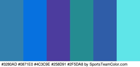 #3280AD #0871E0 #4C3C9E #258D91 #2F5DA8 #5FE5E8 Colors