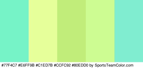 #77F4C7 #E6FF9B #C1ED7B #CCFC92 #80EDD0 Colors