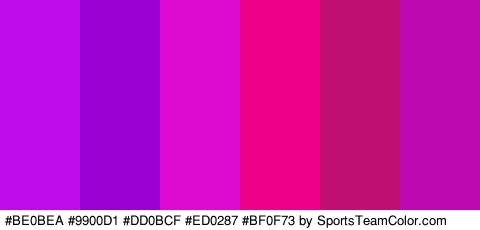 #BE0BEA #9900D1 #DD0BCF #ED0287 #BF0F73 #BC09B0 Colors