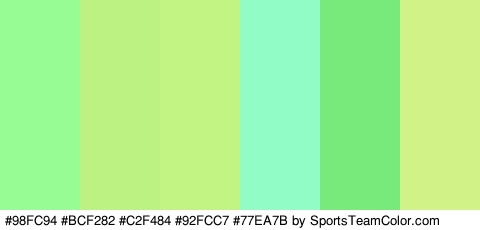 #98FC94 #BCF282 #C2F484 #92FCC7 #77EA7B #D0F287 Colors