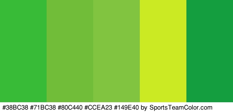 #38BC38 #71BC38 #80C440 #CCEA23 #149E40 Colors