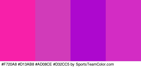 #F720A8 #D13AB8 #AD08CE #D32CC5 Colors