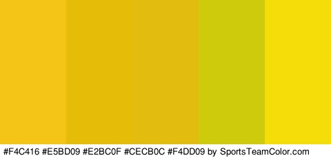 #F4C416 #E5BD09 #E2BC0F #CECB0C #F4DD09 Colors