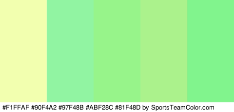 #F1FFAF #90F4A2 #97F48B #ABF28C #81F48D Colors