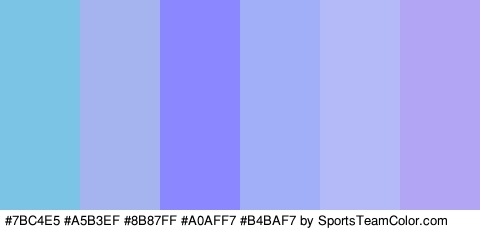 #7BC4E5 #A5B3EF #8B87FF #A0AFF7 #B4BAF7 #B2A6F4 Colors