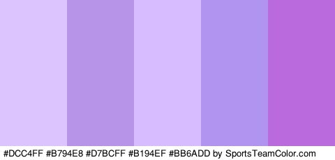 #DCC4FF #B794E8 #D7BCFF #B194EF #BB6ADD Colors