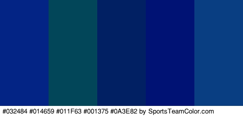 #032484 #014659 #011F63 #001375 #0A3E82 Colors