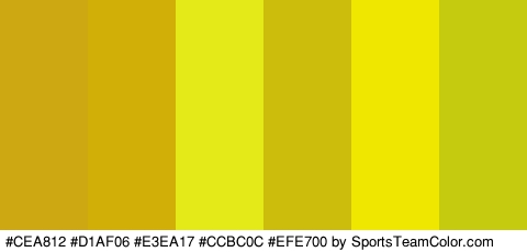 #CEA812 #D1AF06 #E3EA17 #CCBC0C #EFE700 #C5CC10 Colors