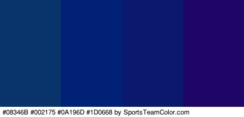 #08346B #002175 #0A196D #1D0668 Colors