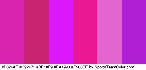 #D824AE #C92471 #DB18F9 #EA1993 #E266CE #AF1FD3 Colors