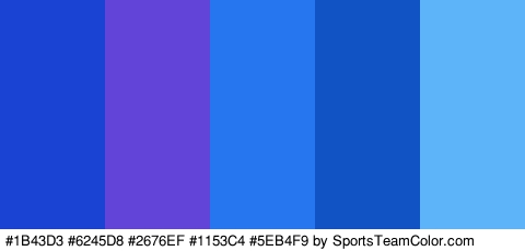 #1B43D3 #6245D8 #2676EF #1153C4 #5EB4F9 Colors