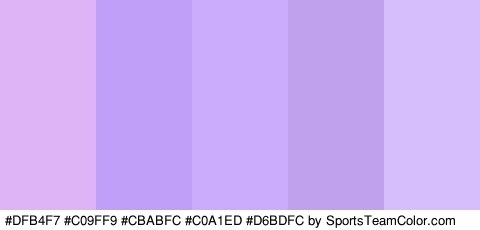 #DFB4F7 #C09FF9 #CBABFC #C0A1ED #D6BDFC Colors