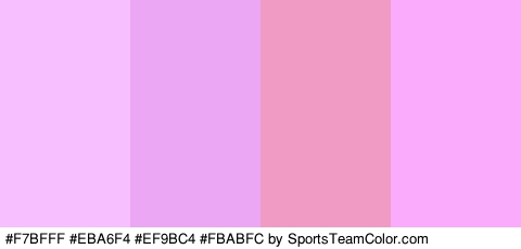 #F7BFFF #EBA6F4 #EF9BC4 #FBABFC Colors