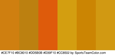 #CE7F10 #BC8010 #DD5B0B #D39F10 #CC8502 #D19812 Colors