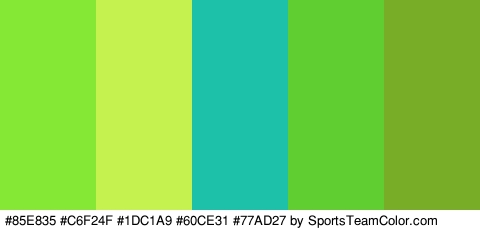 #85E835 #C6F24F #1DC1A9 #60CE31 #77AD27 Colors