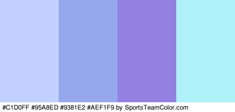 #C1D0FF #95A8ED #9381E2 #AEF1F9 Colors