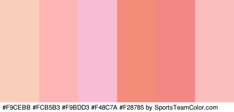 #F9CEBB #FCB5B3 #F9BDD3 #F48C7A #F28785 #F9BDBB Colors