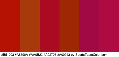 #B51203 #A8390A #AA0B23 #A02703 #A00943 #AF0A41 Colors