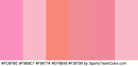 #FC8FBE #F9B8C7 #F9877A #EF8B95 #F28799 #F9B6C7 Colors