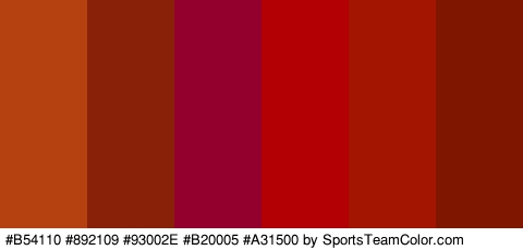 #B54110 #892109 #93002E #B20005 #A31500 #7F1700 Colors