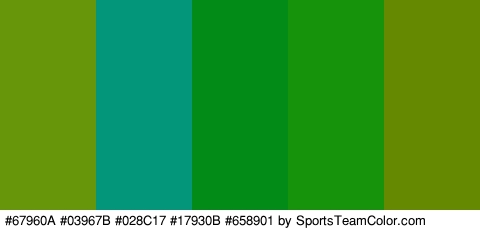 #67960A #03967B #028C17 #17930B #658901 Colors