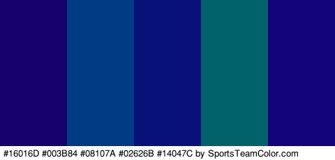 #16016D #003B84 #08107A #02626B #14047C Colors