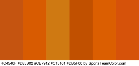 #C4540F #D85B02 #CE7912 #C15101 #DB5F00 #D6510A Colors