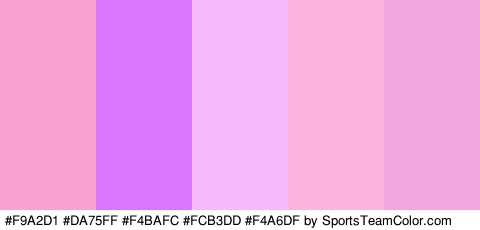 #F9A2D1 #DA75FF #F4BAFC #FCB3DD #F4A6DF Colors