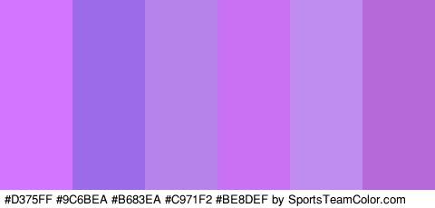 #D375FF #9C6BEA #B683EA #C971F2 #BE8DEF #B568D8 Colors