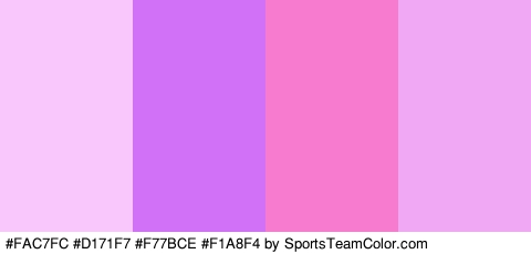 #FAC7FC #D171F7 #F77BCE #F1A8F4 Colors